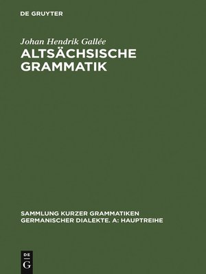 cover image of Altsächsische Grammatik